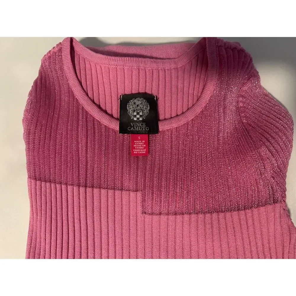 NWT Vince Camuto Blocked Short Sleeve Fit & Flare Knit Dress Speckled Yoke-Small - Picture 4 of 10